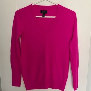 J. Crew Women's V-Neck Sweater in Fuchsia Pink